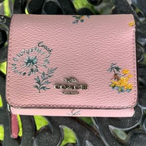 Coach Trifold Wallet: Pink/Yellow Floral
